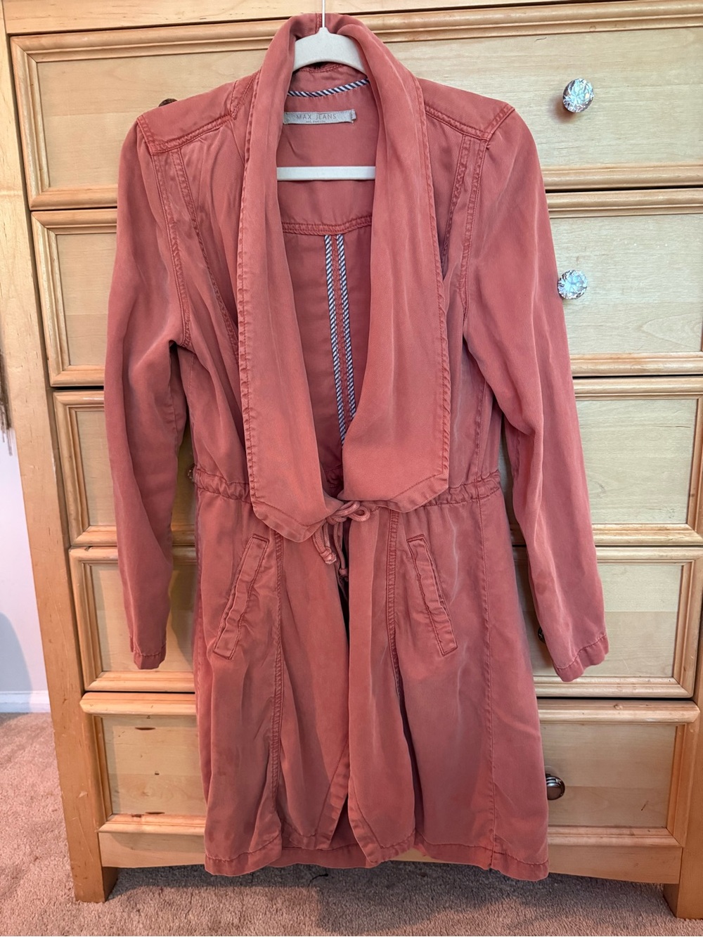 Universal Thread rust-tone long shrug with tie closure